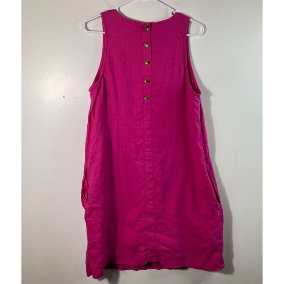 Womens J Crew Linen Dress Sleeveless Knee Length Pink LT Back Button Detail - Picture 2 of 9
